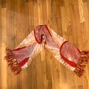 100% Silk multi-color scarf with fringe